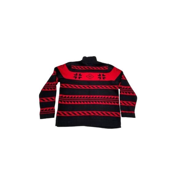 Vintage Chaps Nordic Sweater Womens Snowflake Pullover Top 1/4 Zip Black Red Si - Picture 3 of 15